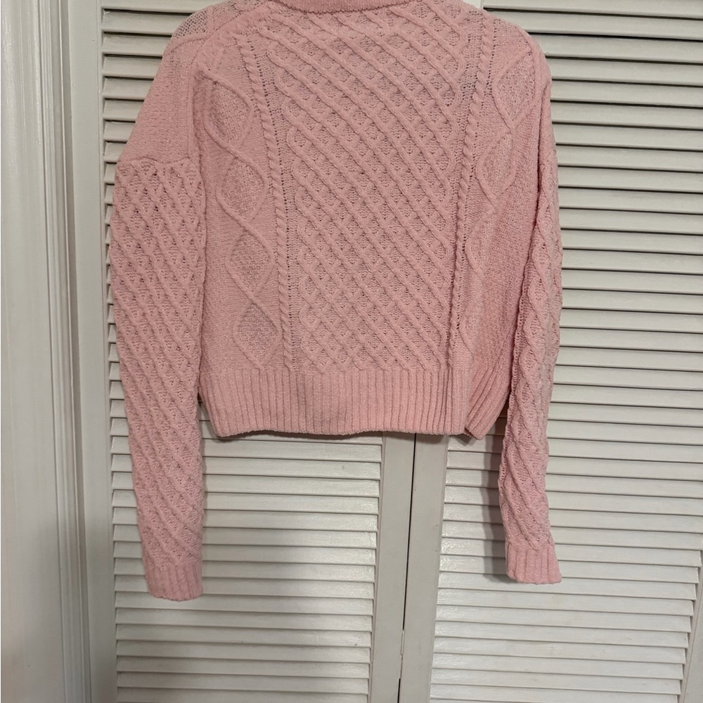 Pink Republic Dusty Pink Cable Knit Crewneck Sweater